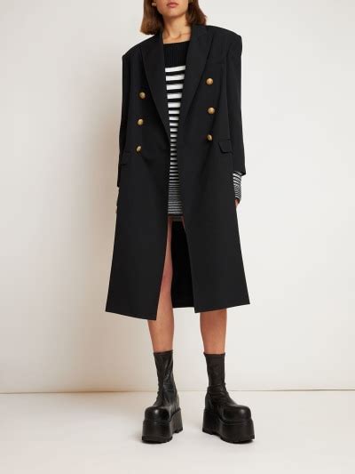 givenchy manteau droit en grain de poudre fluide noir|Manteau oversize en satin de soie duchesse .